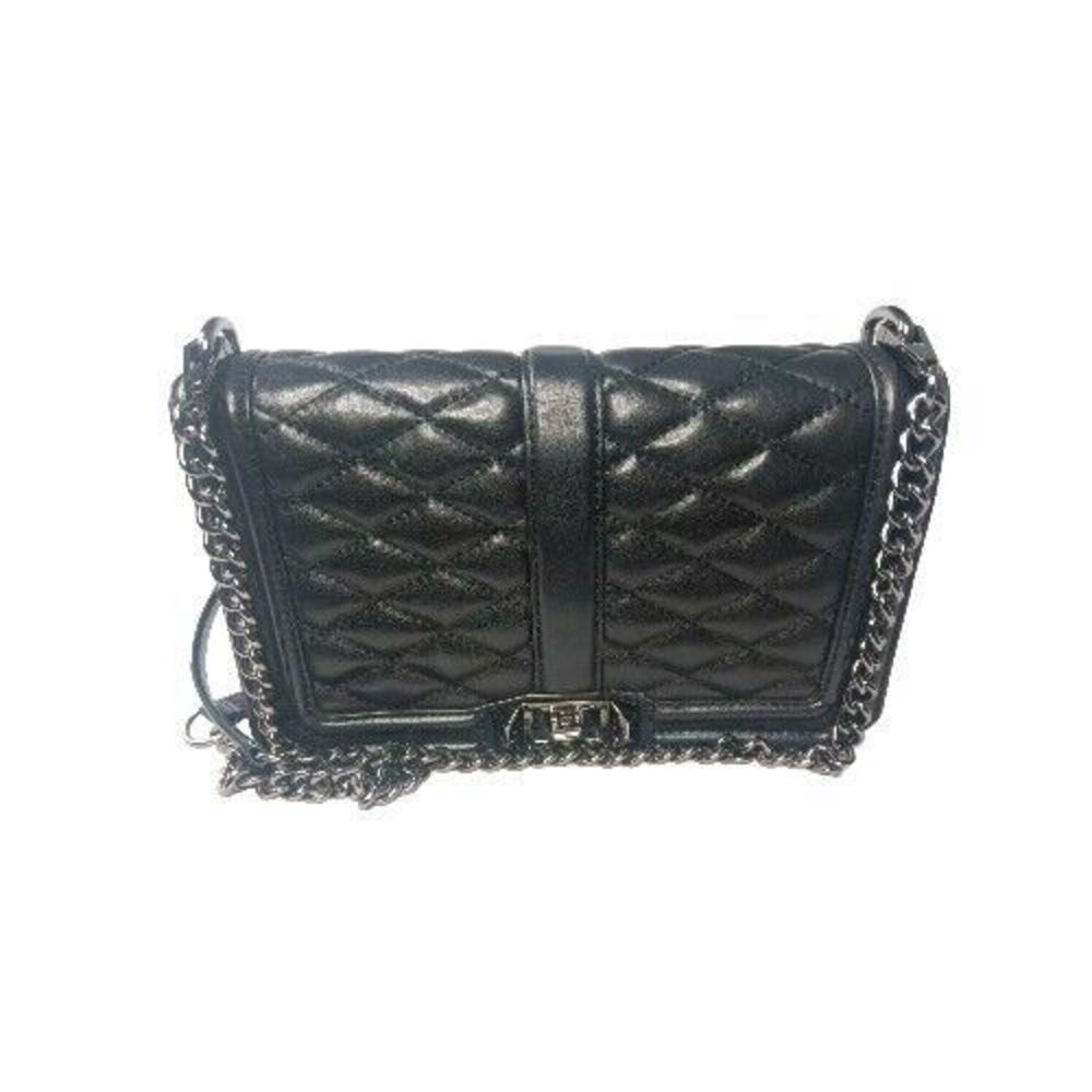 Rebecca Minkoff Diamond Quilted Leather Crossbody Black Shoulder Bag Medium